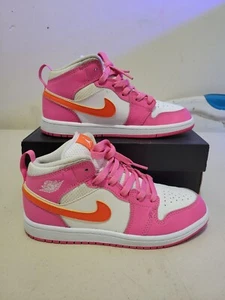 Jordan 1s Pink, Orange & Weiß Jungen oder Mädchen Größe 3 mit Originalkarton 1x Posten gebraucht - Bild 1 von 12