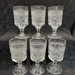 Vintage Anchor Hocking-Wexford Clear wine pedestal glasses -set Of 6 - Picture 1 of 12