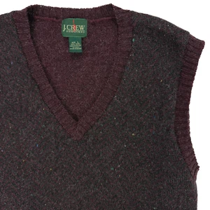J.Crew Oarsman VTG 90's Mens Wool Sweater Vest Sz L Donegal Academia Grandpa - Picture 1 of 9