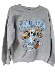 North Carolina Tar Heels Looney Tunes Vintage College Sweatshirt Large VTG 90s - Picture 1 of 4