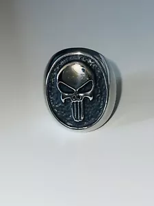 Punisher Stainless Steel Ring, UK Size Q, US Size 8 - Picture 1 of 4