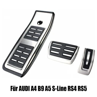 Silber Pedalkappen Fußstütze Automatik Sportpedale Für Audi A4 B9 A5 8W Q5 FY - Bild 1 von 4