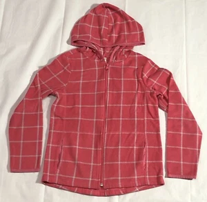 Old Navy Hooded Sweatshirt Junior Women's L Check Plaid Nautical Barbiecore Pink - Picture 1 of 9