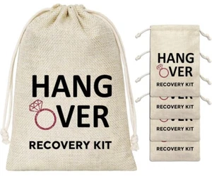 5 Pack Hangover Recovery Kit Gift Bags - Cotton Gift Bag for Bachelorette Party - Picture 1 of 4