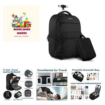 Mochila con ruedas para mujer, mochila con ruedas equipaje de mano, 17 pulgadas Ro... Foto 1 de 4