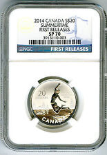 2014 $20 CANADA SILVER SUMMERTIME NGC SP70 FIRST RELEASES BLUE LABEL 1/4 OUNCE