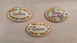 KIT 3 SEGNA PORTA PER BED EBREAKFAST IN CERAMICA PERSONALIZZABILE FATTA A MANO - Picture 1 of 4