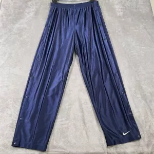 VTG 90s Nike Men's Warmup Pants Size M Blue Shiny Tear-Away Snap Buttons - Picture 1 of 11