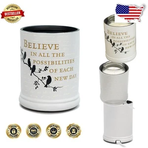 Compact Electric Candle Warmer - Elegant Grey Ceramic with Inspirational Design - Picture 1 of 8