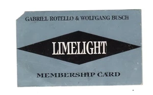 Vtg. GABRIEL ROTELLO & WOLFGANG BUSCH - LIMELIGHT, NEW YORK MEMBERSHIP CARD - Picture 1 of 2