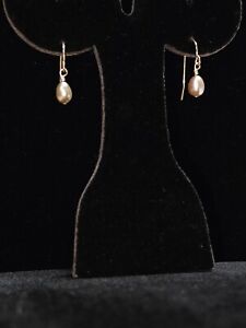 14k Yellow Gold Filled Natural Color Oval Drop Earrings