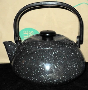 Antigua olla de té de colección azul moteado - Imagen 1 de 10