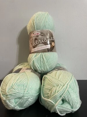 King Cole CHERISHED Baby DK Yarn: 3 Skeins 100g Ea. Color 1416 Named: “MINT” - Image 1 of 4