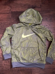 Nike Dri Fit Boys Youth Size Small (5/6) Gray And Neon Green Hoodie Sweatshirt. - Picture 1 of 6