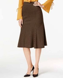 Ny Collection Patterned Ponte A-line Skirt, Tan Hivewall. Size: X-Small - Picture 1 of 2
