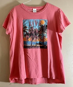 Live Love Cruise Carnival Cruise Line Ladies Short Sleeve T Shirt Large - Picture 1 of 4