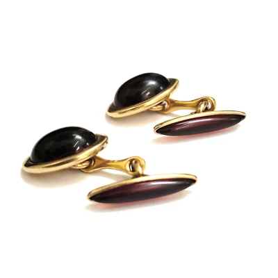 Gemelos vintage de piedra granate rojo Krementz EE. UU. Estate Foto 1 de 4