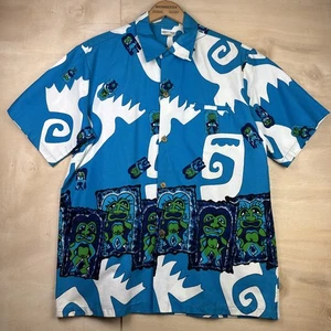 Vintage 60s Liberty House Honolulu Hawaii Hawaiian Aloha Tiki Shirt Sz Large - Picture 1 of 11