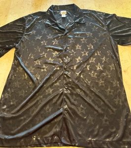 Vintage Playboy Men Dress Shirt Gray Foil Stars Disco Club Party L - Picture 1 of 4