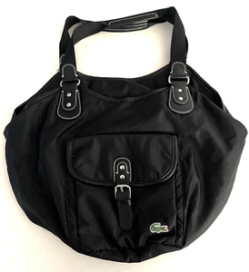 Lacoste Hobo Black Shoulder Bag Nylon Purse - Picture 1 of 7