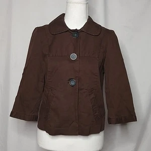 Old Navy Womans Jacket Cropped Peter Pan Collar Brown Small - Picture 1 of 9