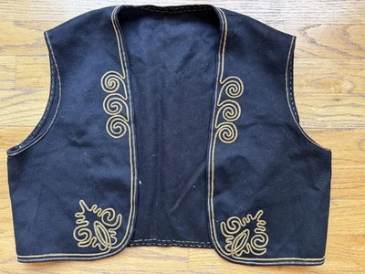 Rare! Vintage Slavic Wool Vest with Hand-Embroidered Trim - Image 1 of 4