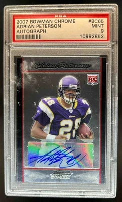 2007 Bowman Chrome Adrian Peterson Rookie Auto RC Rookie #BC65 Vikings PSA 9 - Image 1 of 2