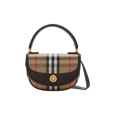 Bolso de mano de hombro único de algodón Burberry mini para mujer color arena 7,5 x 2 x 4,3 pulgadas Foto 1 de 4