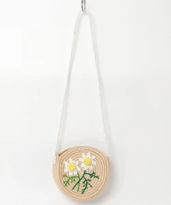 Borsa a tracolla MUVEIL tessuto paglia ricamata floreale beige donna - Foto 1 di 4