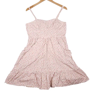 Mossimo Supply Co prendisole floreale taglia L rosa spaghetti strap orlo increspato - Foto 1 di 9