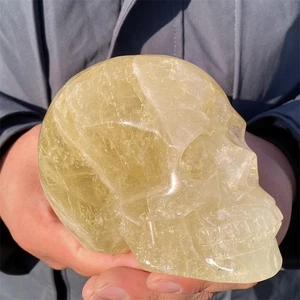 Cuarzo citrino natural de 2,99 lb tallado a mano calavera cristal Reiki gema curativa regalo - Imagen 1 de 15