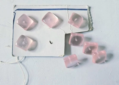 8 botones de botón vintage cuadrados de vástago de metal rosa lucite de 1/2" Foto 1 de 4