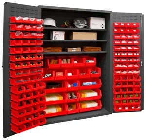 Durham 3502-138-3S-1795, Gabinete con 138 Contenedores Rojos y 3 Estantes, 48"x24"x72" Foto 1 de 1