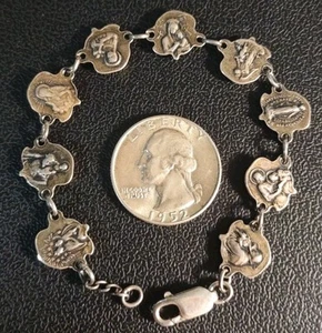 15.0 Grams 7.25" Religous Medals & Rose Rosary Bracelet Sterling Silver 925 - Picture 1 of 7