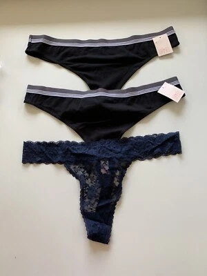 NWT! Lot of 3 Sz XXL Make +Model Cotton Stretch Lace Thong Panties Underwear - Image 1 of 4