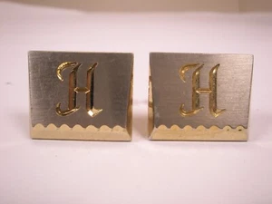 H Monogram Initial Letter Font Name Vintage HICKOK Cuff Links - Picture 1 of 8