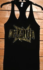 Metallica rhinestone bling black racer back tank top XS, S, M, L, XL, 2XL - Picture 1 of 26
