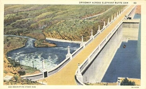 Postal Drive Across Elephant Butte Dam cerca de Hot Springs Nuevo México 1935 - Imagen 1 de 2