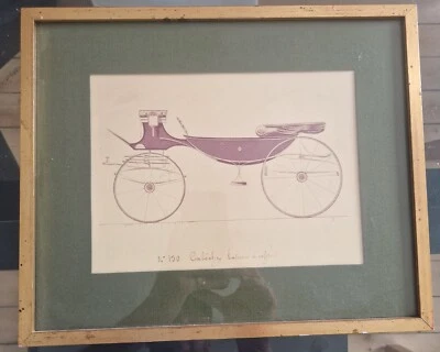 Cadre avec gravure Hermès N° 150 titrée "Calèche bateau à... - Photo 1/4