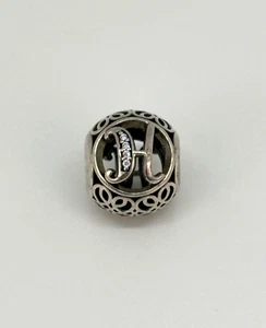 PANDORA Plata de Ley 925 ALE Letra H Filigrana Circonita cúbica "Momentos" DIJE DE CUENTAS ** - Imagen 1 de 5