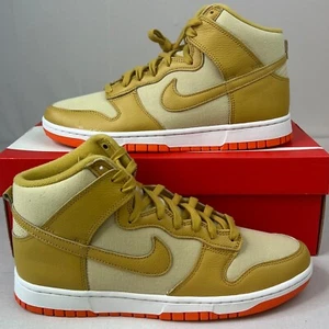 Nike Dunk HI Retro PRM Sneakers Grano/Oro/Arancione Uomo Taglia 10 - Foto 1 di 9