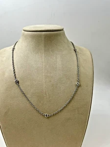 Judith Ripka Sterling Silver CZ Station Chain Necklace 18" - Picture 1 of 7