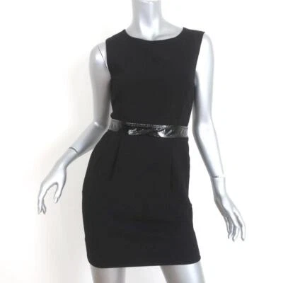 D&G Dolce & Gabbana Mini Dress Black Patent-Trim Crepe Size 38 Sleeveless LBD - Image 1 of 4