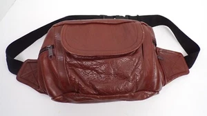 Vintage Fanny Pack Leather Brown Zippered Mexico Bum Belt Bag 15" x 7" x 4" - Picture 1 of 12