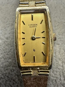 Citizen CQ 2250-S002284 Ladies Watch New Battery 13MM 6.25" Gold Tone Rare E80 - Picture 1 of 11