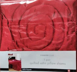 COPPIA FEDERE 48x74cm trapuntate effetto raso goffrato effetto raso rosso profondo - Foto 1 di 1