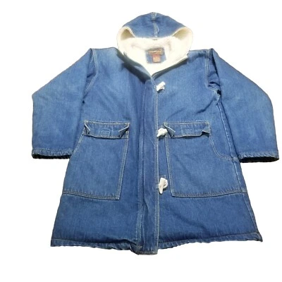 Chaqueta de mezclilla Sergio Valente para mujer talla 6 azul con capucha Sherpa de colección Jean abrigo de granero  Foto 1 de 4