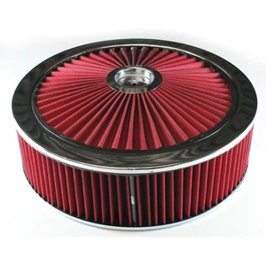 Extraflow Red Chrome Air Filter Cleaner 14"x 4" Holley 5-1/8" Standard Base - Picture 1 of 4