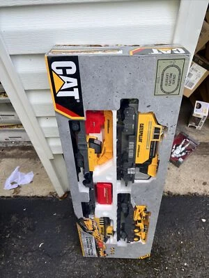 Train Set CAT Equipment Motorized Construction Express Battery Operated w Tracks - Image 1 of 4