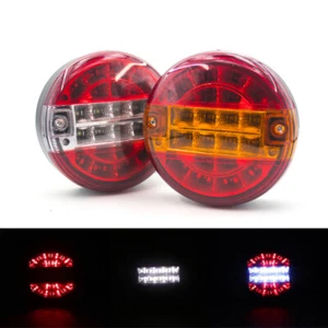 2x 5.5" 12V 24V LED Rear Tail Round Stop Brake Turn Signal Light Trailer Truck - Bild 1 von 16